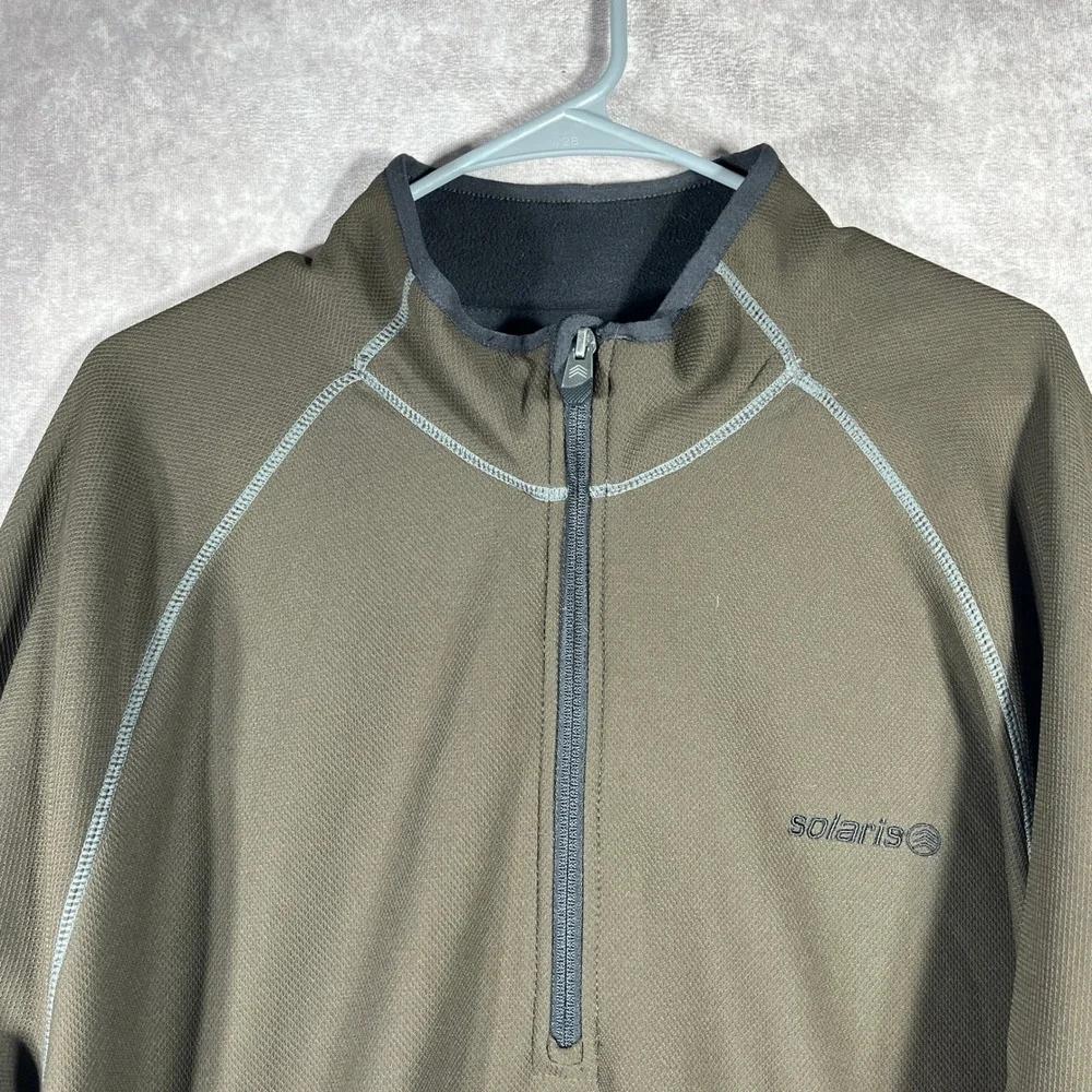 Solaris Sweater Mens XL Olive Green Pullover Jacket 1/4 Zip Long Sleeve Athletic